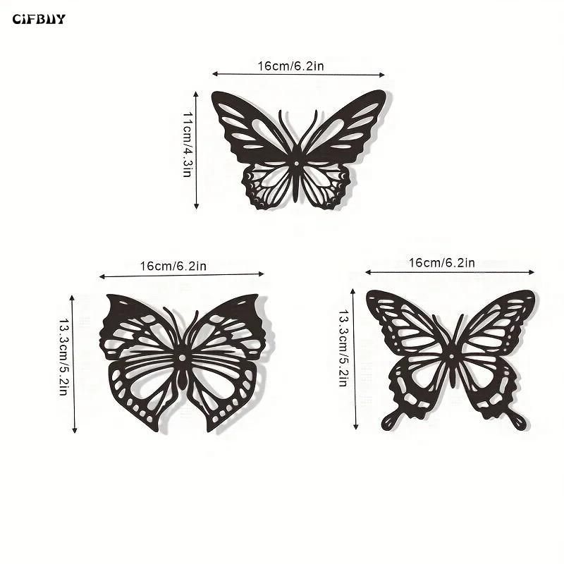 Black Wrought Iron Butterfly Ornament Garden Wall Art Decor