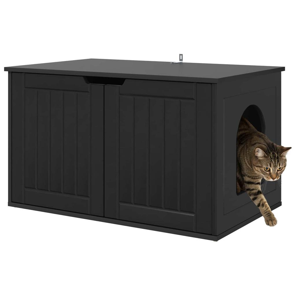 vidaXL Cat House Black 85 x 55 x 50.5 cm Engineered Wood