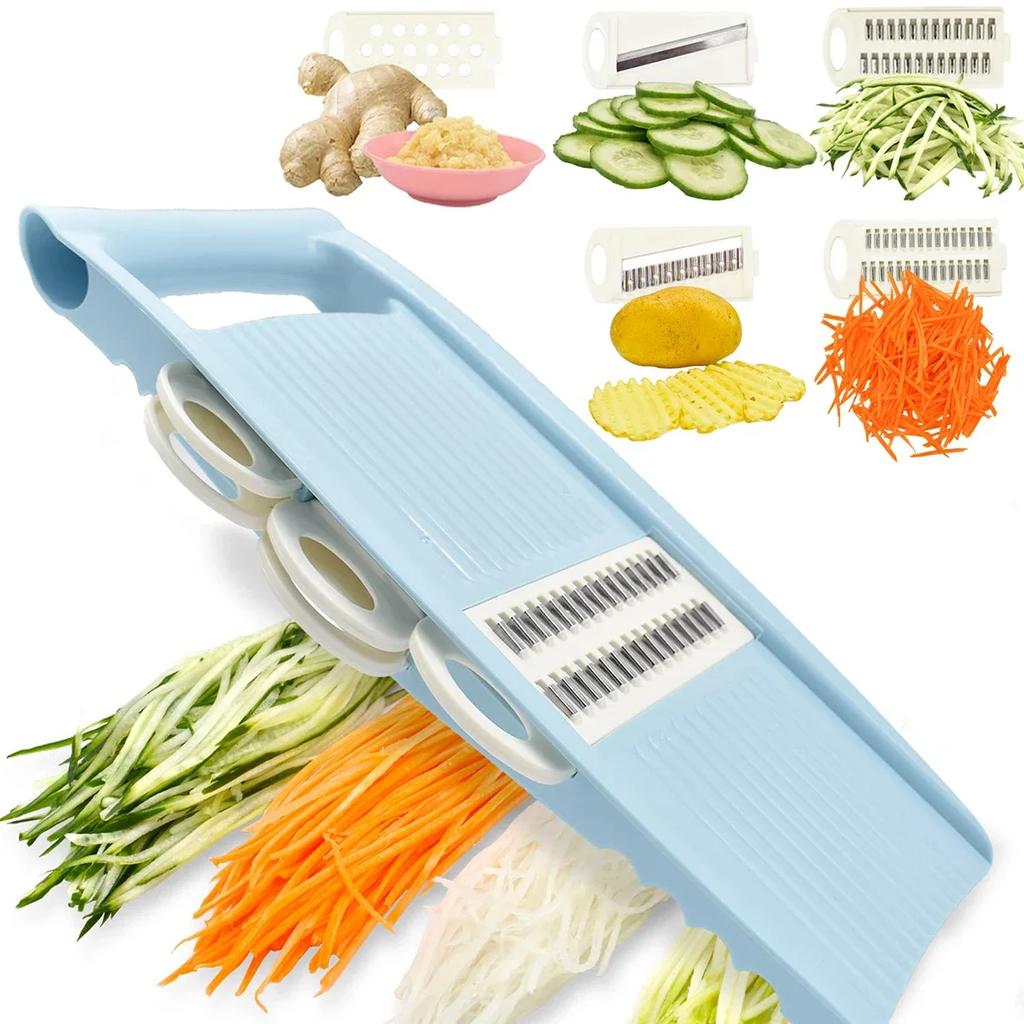 Rebanadora Mandolina 5 en 1 para Cocina Rebanador de Verduras Multi Cuchilla Cortador de Verduras Cortador de Patatas Fritas