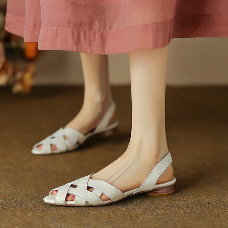 Fashion Split Leather Sandals Women Pointed Toe Chunky Heel Women Shoes 2025 Summer Shoes for Women Giadiator Shoes New Sandalias Mujer