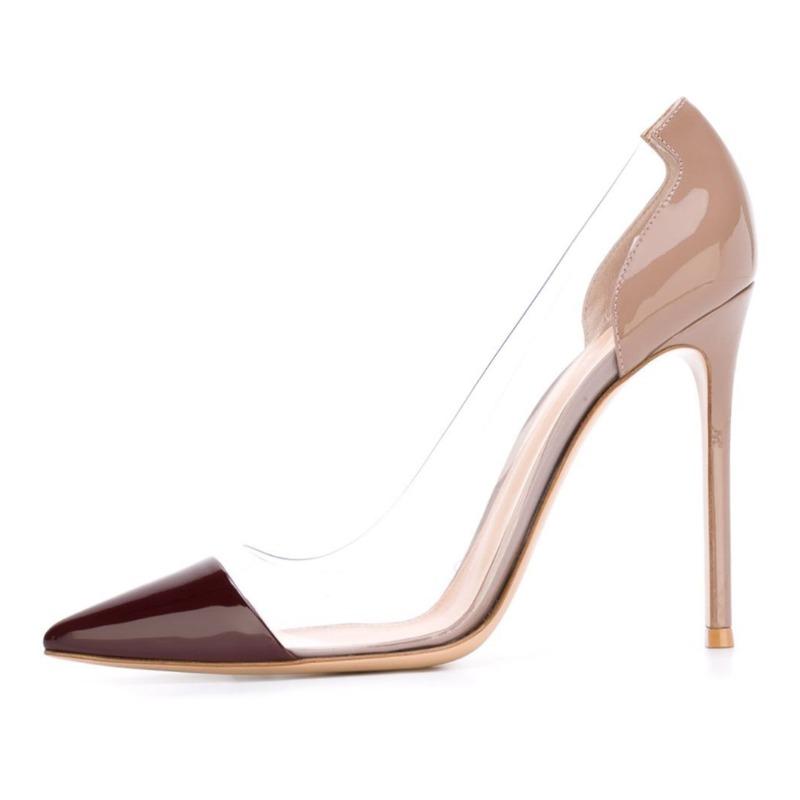 Hot-selling Pointed Splicing Transparent Cm High-heeled Women's Versatile Single Shoes