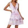 Women's Dress V-neck Sleeveless Casual Floral Print Hem Pleated Dress