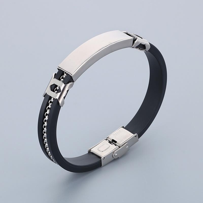 Haoyi Men's Adjustable Silicone Titanium Steel Bracelet in European & American Fashion