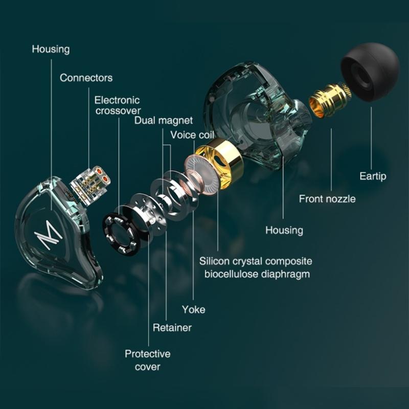 Hybrid Wired Earphone High-quality Line Sturdy Wires Comfort to Wear Dynamic Units In-Ear Headphone 106dB/mW Sensitivity