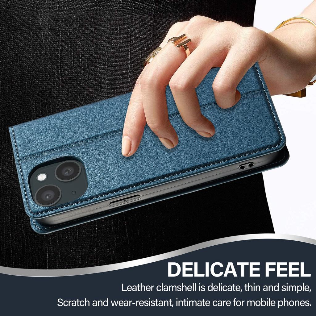LC.IMEEKE L1 Series for iPhone 15 Case PU Leather Wallet Stand Protective Phone Cover