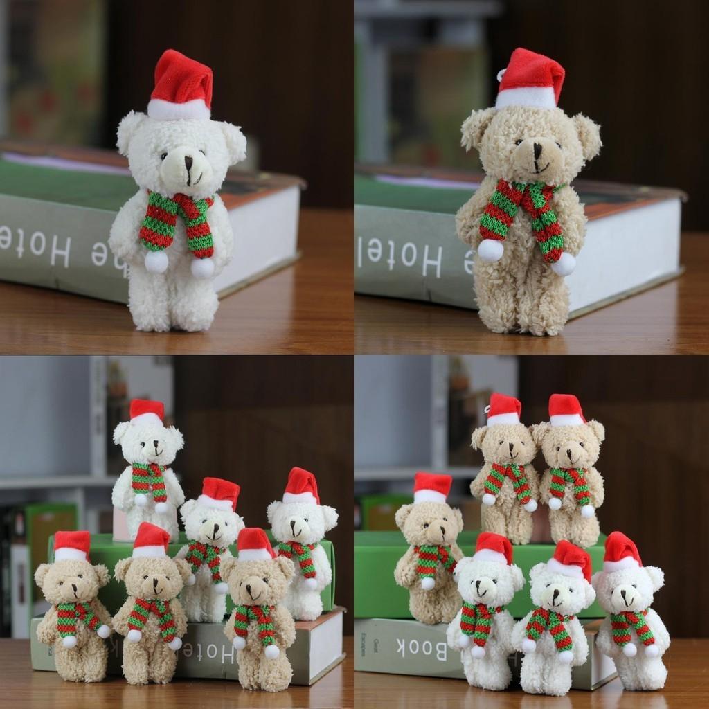Adorable Christmas Bear Ornament Plush Toy Accessory With Scarf And Bag Charm