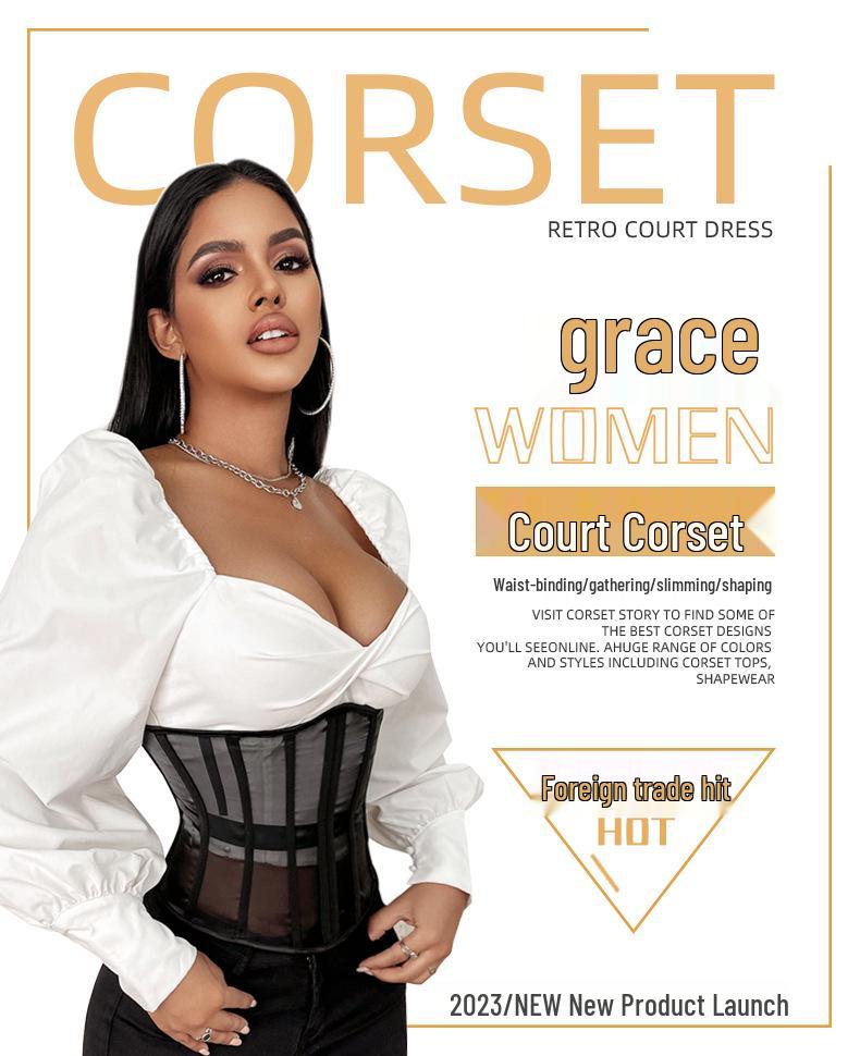 Versatile French Fashion Breathable Waist Slimming Cincher with Back Tie and 14 Boning Adjustment