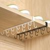 Multifunctional Double-Row Storage Hook Wardrobe Cabinet Metal Shelves Hanging Hooks Punch-Free Hanging Cup Holder Kitchen Tool