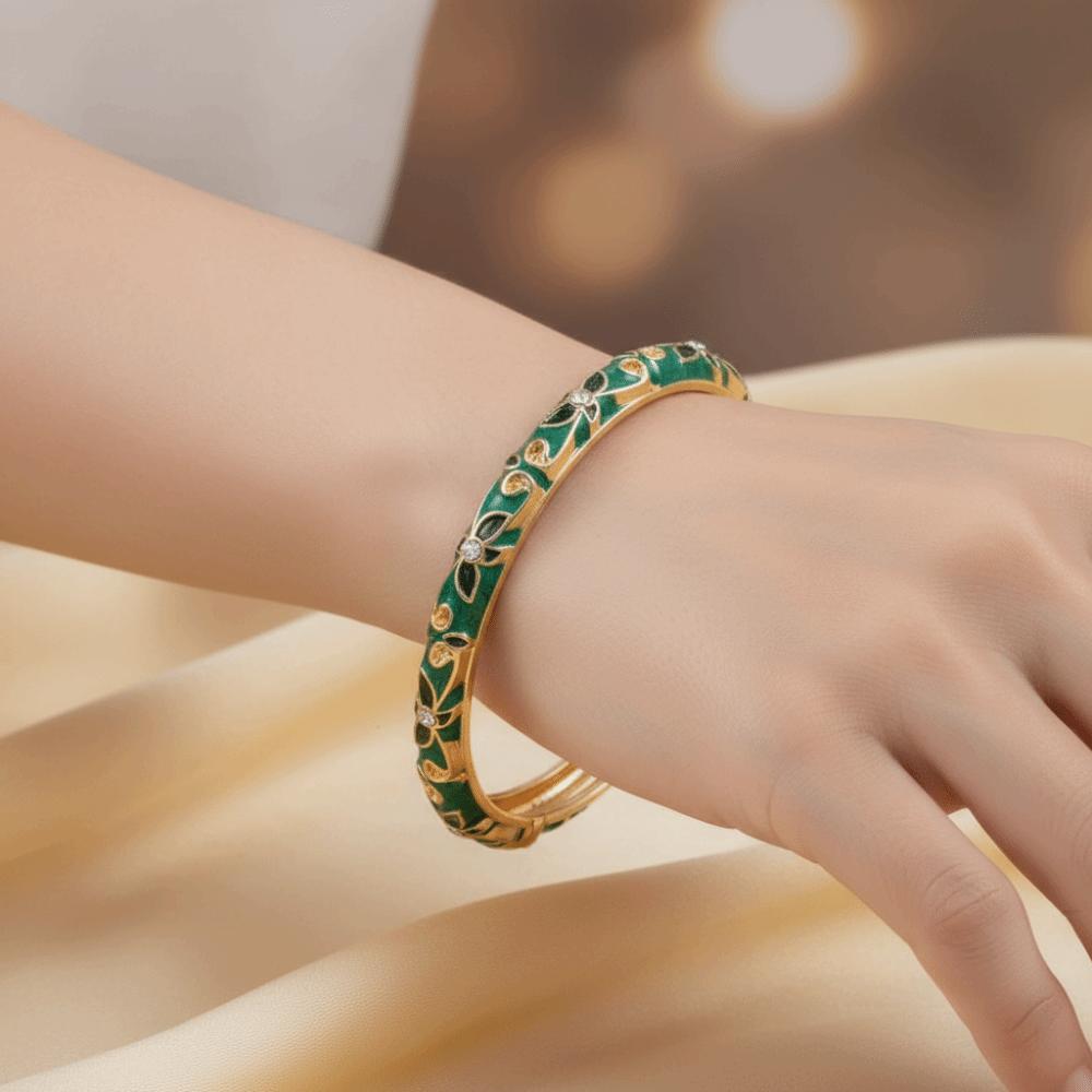 Exquisite Painting Enamel Flower Bangle Rhinestone Thin Bracelet Tourist Attractions