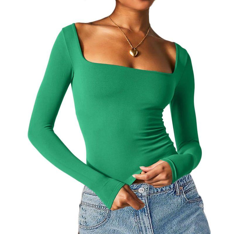 Long Sleeved Square Neck Sexy Base Shirt Long Sleeve Square-Neck Sexy Base Shirt