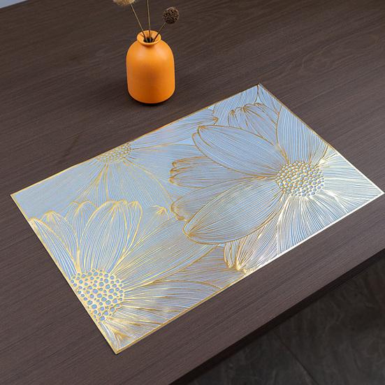 PVC Placemats Insulated Table Protectors Blooming Flowers Anti-slip Bowl Pad Stain Proof Drink Coaster Elegant Home Decor