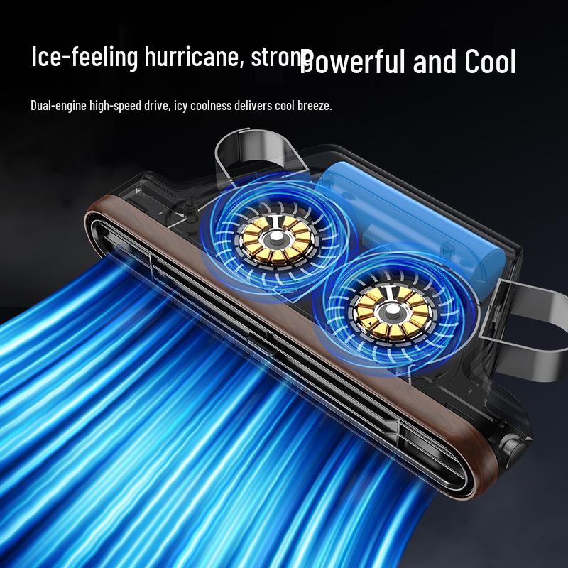 Car Seat Dual-Turbine USB Fan - Low-Noise New Car Aroma Gift