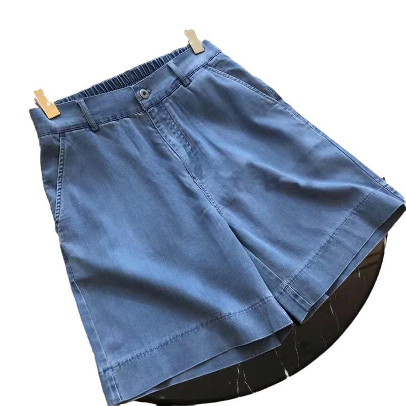 Women's Summer Tencel Denim Wide-Leg Shorts - Pear-Shaped, Slimming, Large Size