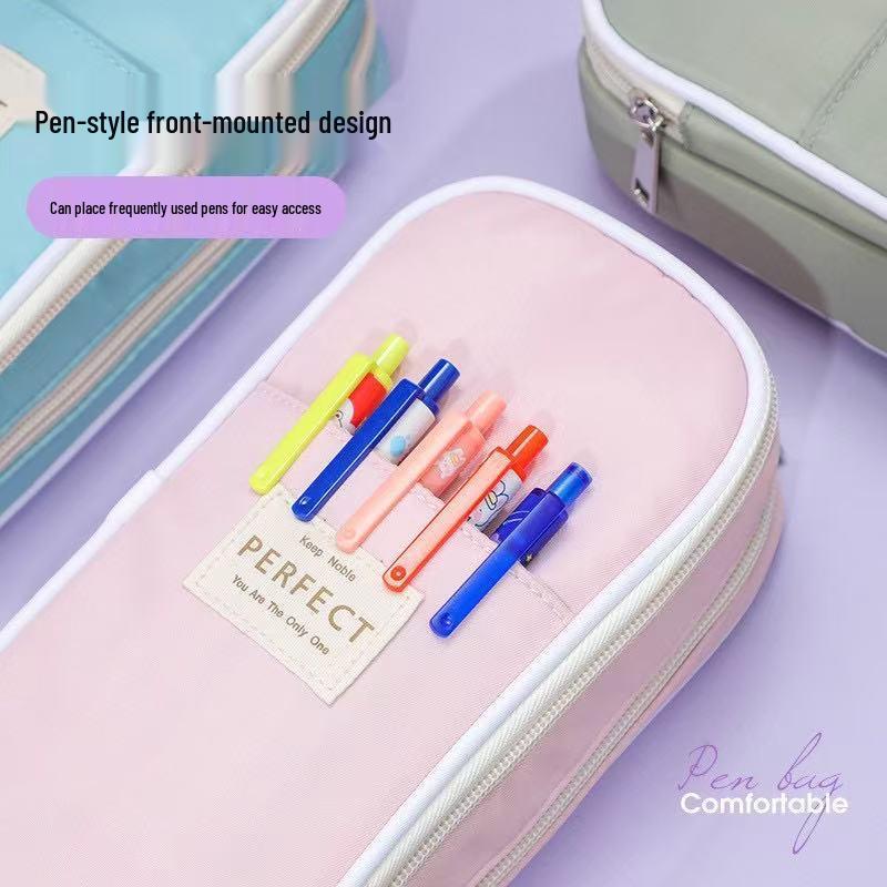 Macaron Multi-layer Pencil Case: Large Capacity, Pure Color Stationery Box for Boys and Girls in Junior High & High School