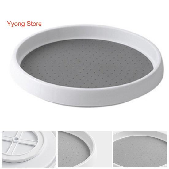 Kitchen Storage Tray Rotatable Non-slip Large Capacity Portable Round Kitchen Seasoning Organizer Turntable Household Supplies