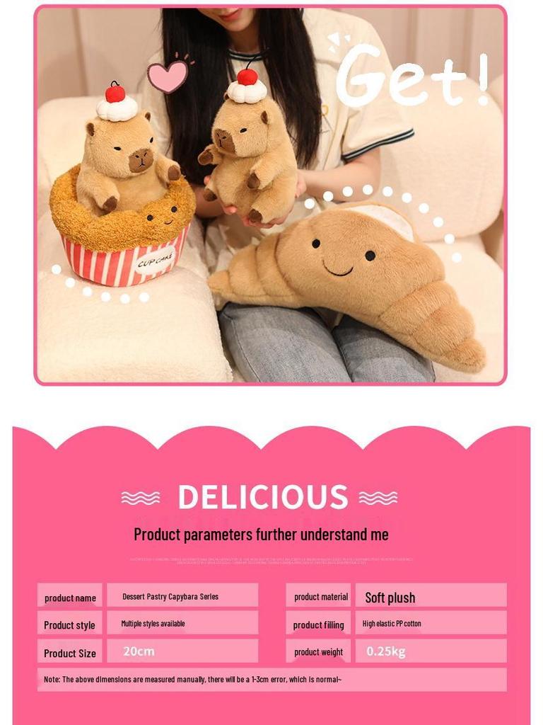 Dessert Pastry Capybara Plush Toy - Toast Bread Pillow for Kids' Birthday