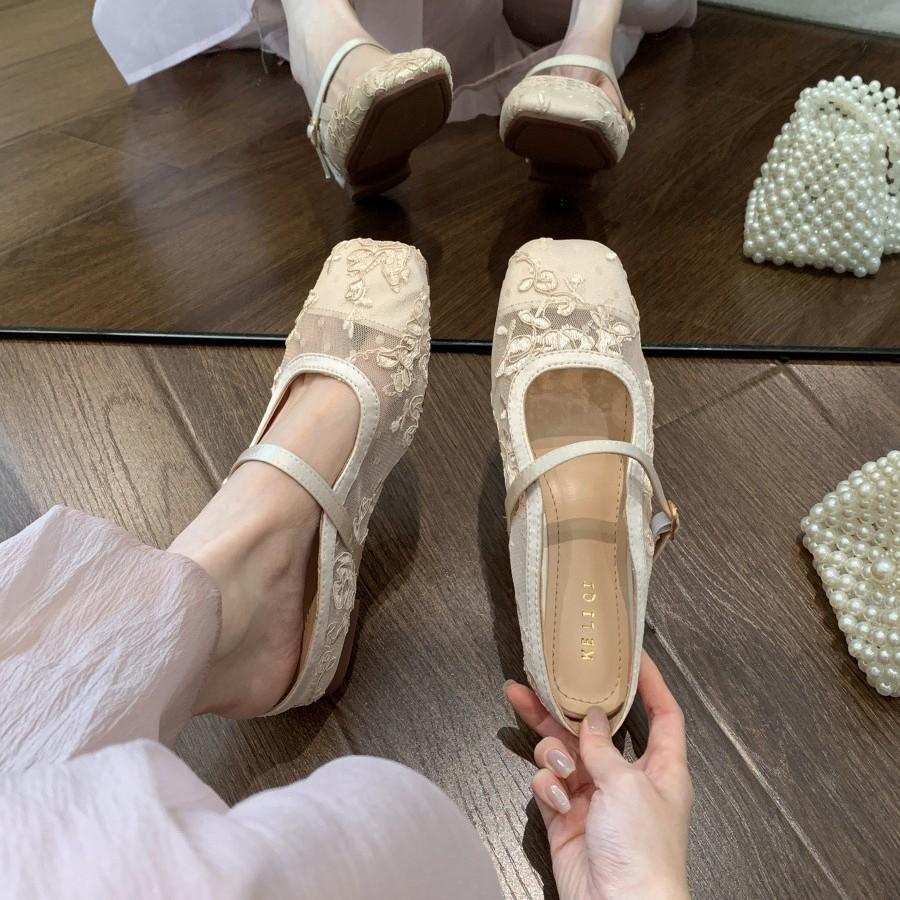 Knock Beauty Fairy Style Kitten Heel Temperament Pointed Mesh Bag Head High Heels 2025 Summer Fashion Korean Version of Sandals Women