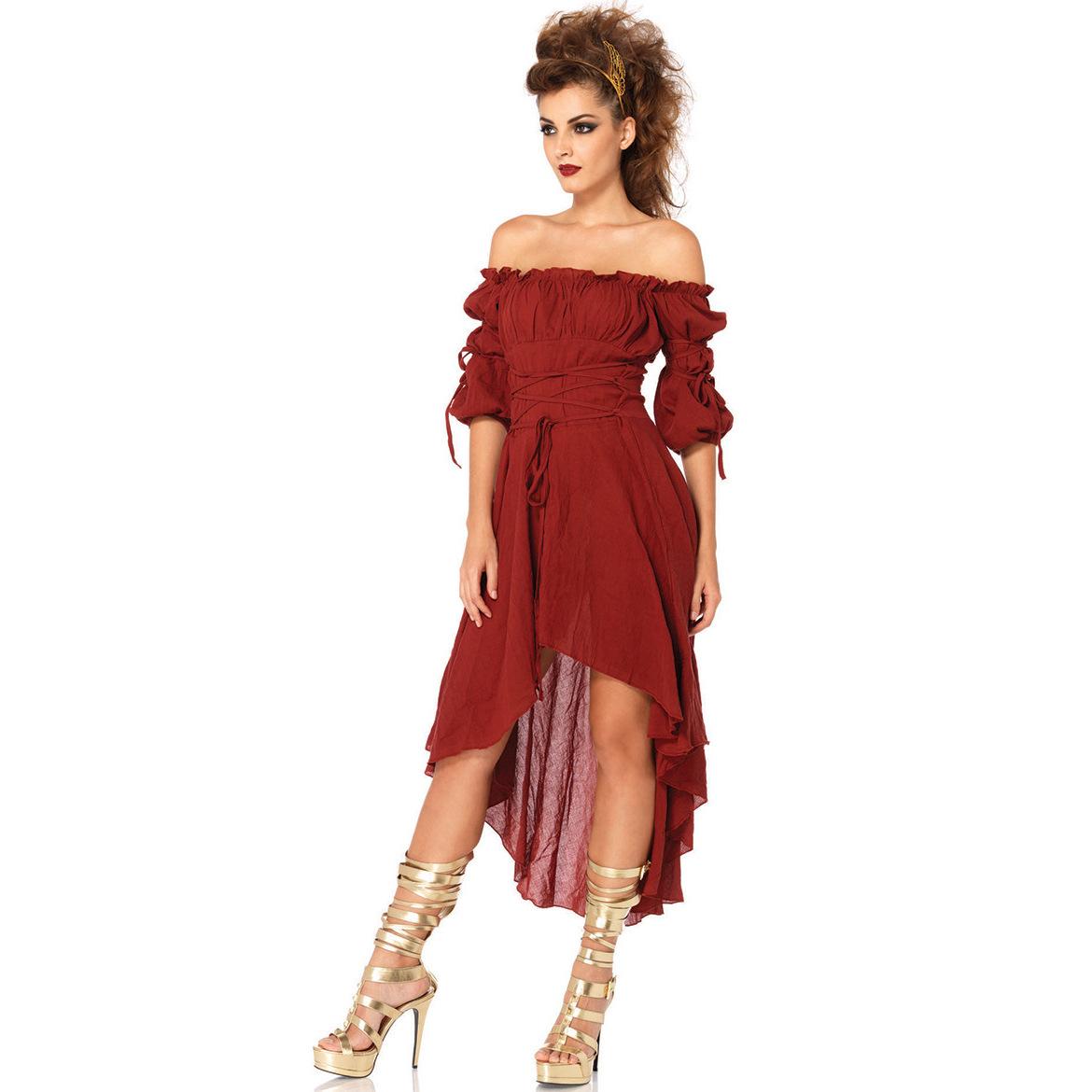 

M-XL Стародавня грецька муза для диско, сукня для сцени, фестивальна римська танцювальна сукня XL темно-червоний колір
