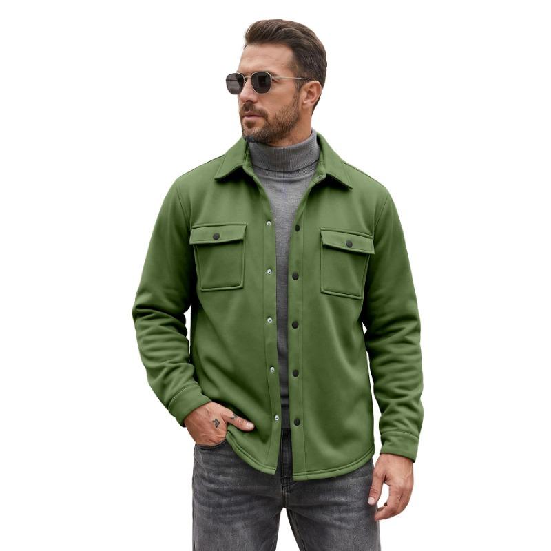 Men S Solid Color Casual Turn Down Collar Single Breasted Long Sleeve Jacket