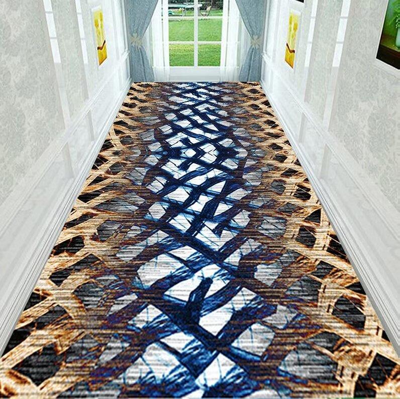 3D Fashion Long Corridor Carpet Hallway Decoration Home Anti Slip Mat Bedside Runner HOTEL Living Room Washable Passageway Rug