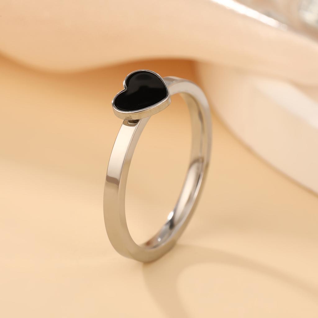 Black Heart Ring Women Stainlesss Steel Gold Color Minimalist Trendy Rings Waterproof Zircon Wedding Gift Wholesale