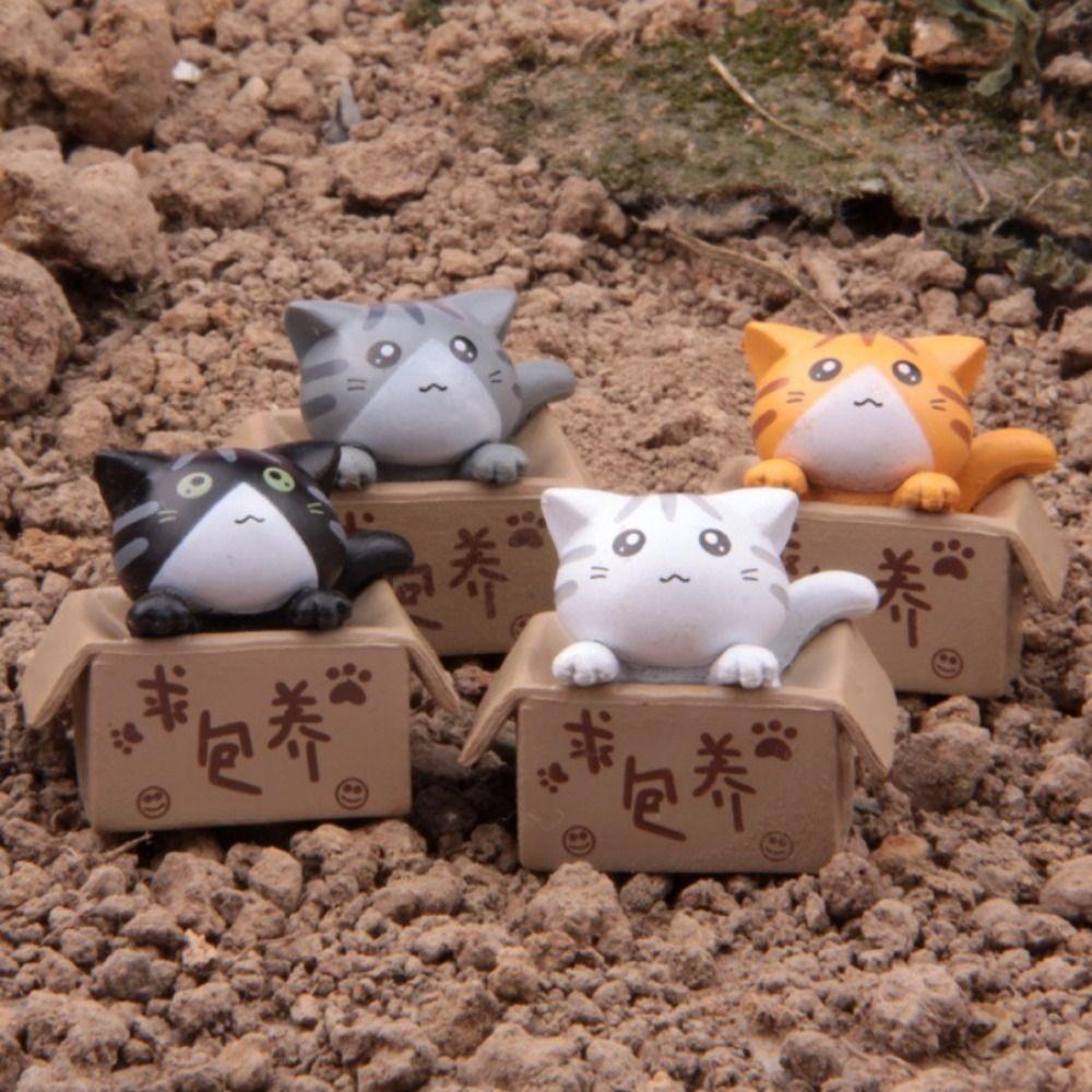 Micro Landscape Garden Kitten Statue Plastic Toy Miniature Figurines Mini Cat Ornament  Home Decor