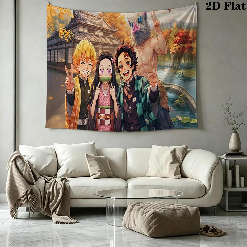 Demon Slayer Wall Tapestry Aesthetic Wall Hanging Printed Fabric Blanket Decorative Tapestries for Bedroom Living Room Home Decor