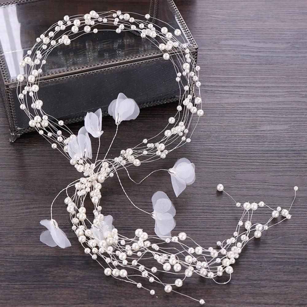 Handmade Pearl Flower Headdress Luxury Bridal Headdress Hairpin Ornaments  Pageant Prom