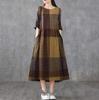 New Arrival: Cotton Plaid Mid-Length Loose Casual Dress