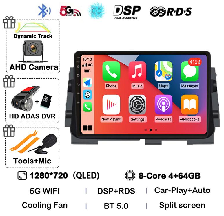 Android 14 Wireless Carplay+Auto For NISSAN MICRA KICKS 2017 2018 2019 Car Radio Multimedia DSP Video Player GPS Navi 360 Camera