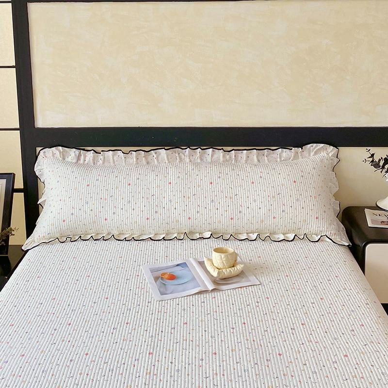 1 pc Long Couple Pillow Shams 100/120/150/180cm Long Pillow Cover with Ruffles Decorative Soft Purple Quilted Pillowcases Cover