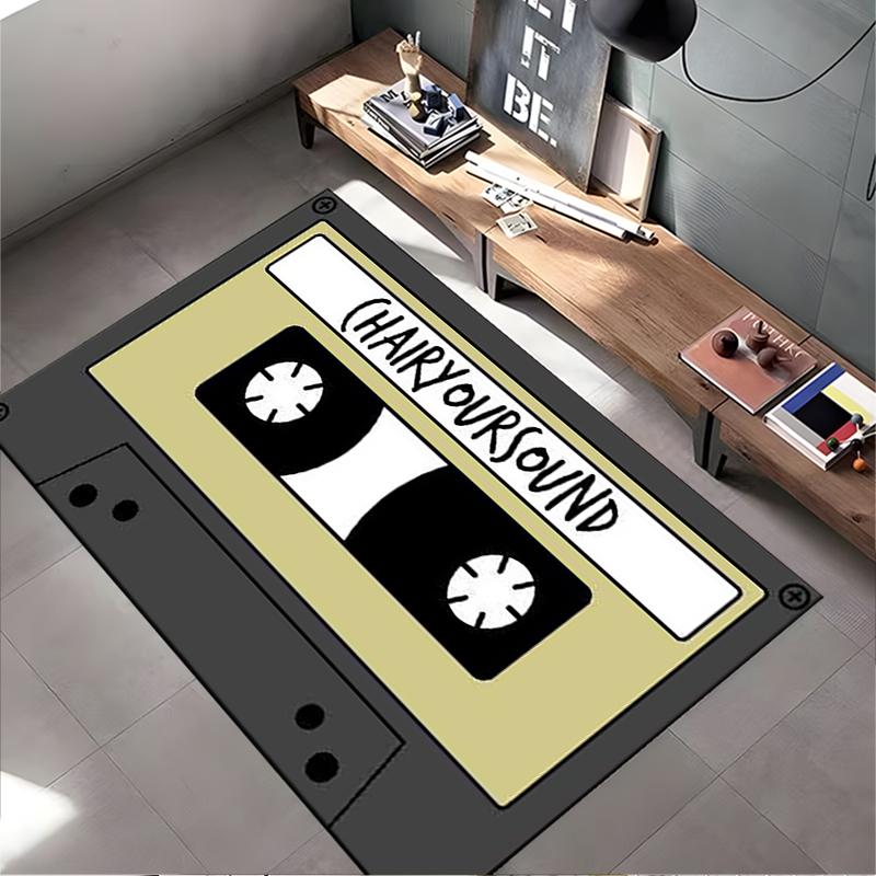 Retro Cassette Tape Design Rug - Non-slip rug suitable for living room and bedroom sofas.