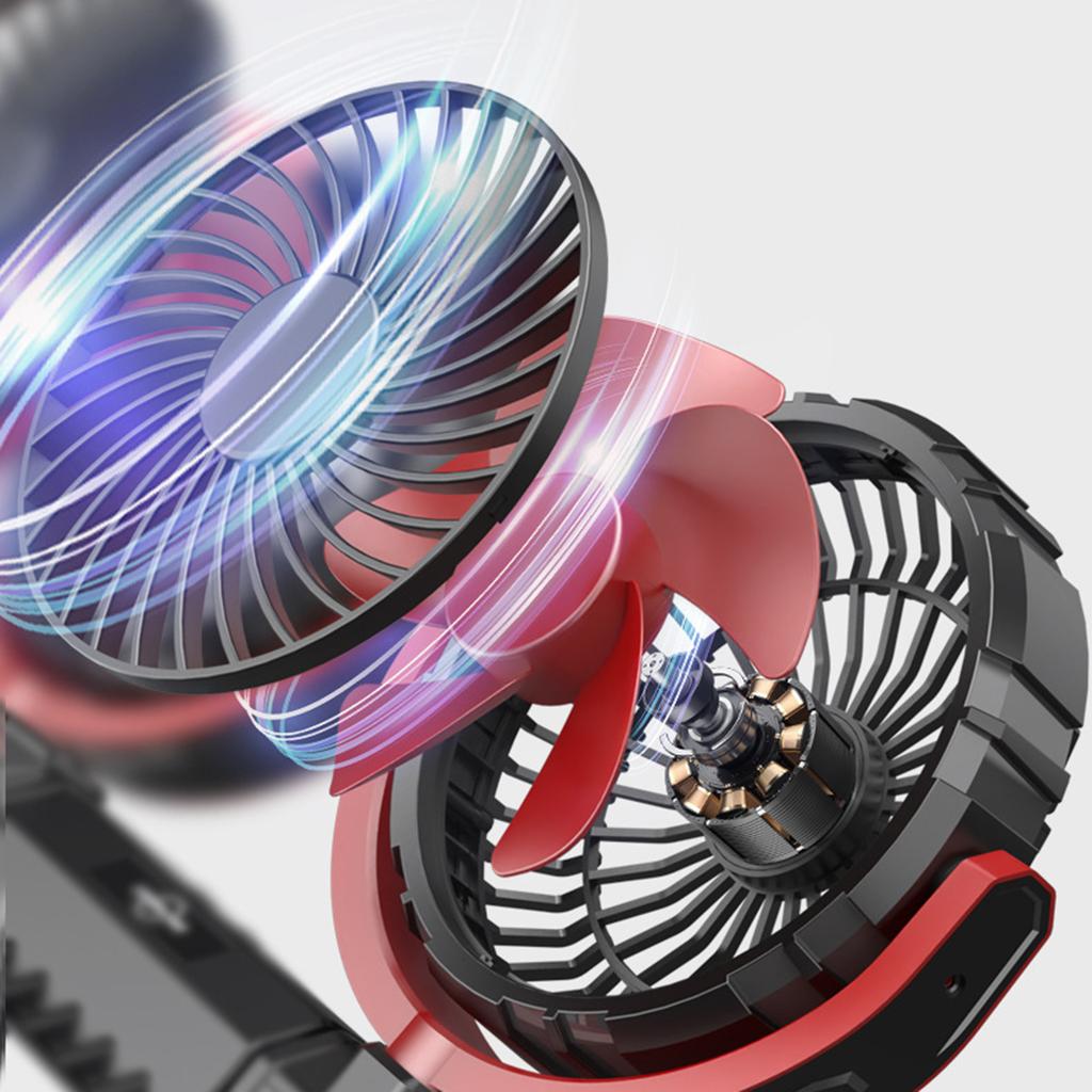 USB Car Fan with Double Head 3 Speed Strong Wind Car Cooling Fan Car Interior Air Circulation Fan 360 Degree Rotates
