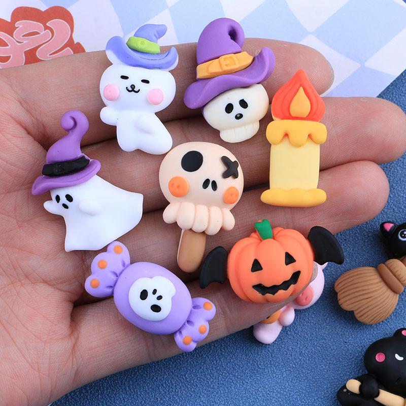 10 Pcs New Cute Halloween Pumpkin Flat Back Resin Cabochons Scrapbooking Diy Jewelry Hairpin Craft Decoration Accessorie A113