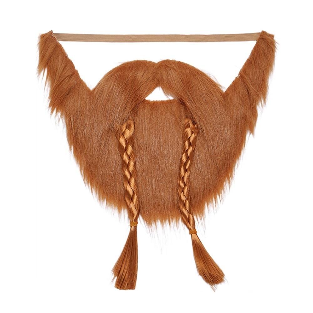 Artificia Realistic Fake Beard Funny Viking Braided Beard Pirate Play Halloween Fake Mustache Prom
