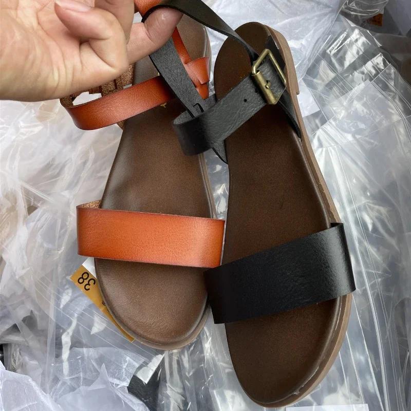 Fashion Summer Trend New Women Shoes Simple Buckle Open Toe Fashion Casual Roman Ladies Sandals Soft Comfortable Beach Shoe PLus Size