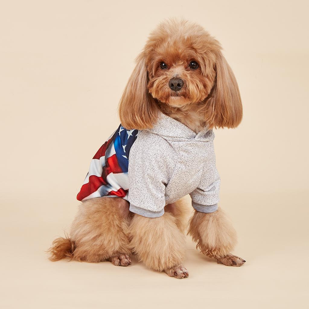 Dog Hoodies Puppy American Flag Sweatshirts Pocket for Small Medium Dog, Cat, Soft and Comfort Shirts Dog Pajamas Outfit Pet