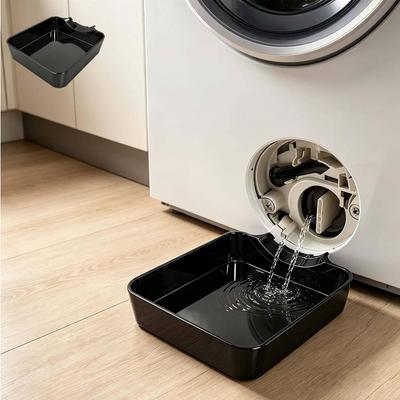 Waschmaschinenfilter Ablaufschale, Waschmaschinen Ablauf Kunststoffwanne, Wasserdichte Rutschfeste Tropfschale mit erhöhtem Rand, Wasserauffangschale Kompatibel mit (schwarz)