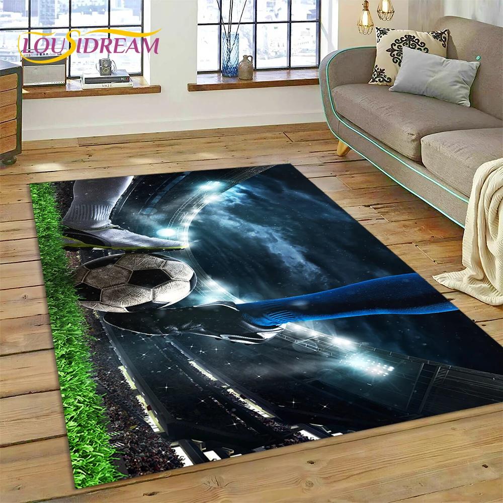 

3D футбольне футбольне поле Килимок для спальні Вітальня Домашній диван Прикраса, Діти грають у гру Великий декор Килимок Подарунок 200x160cm( 78x62in )