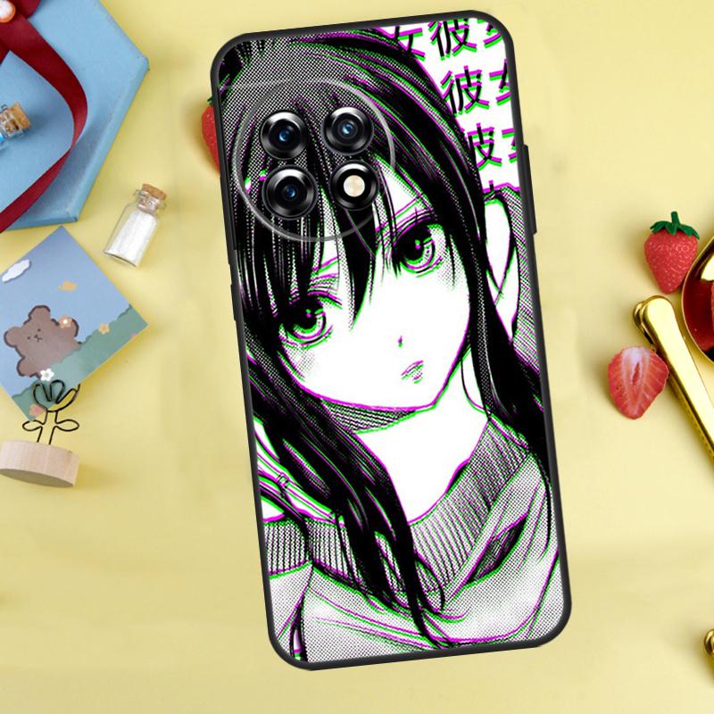 Sad Anime Aesthetic Senpai Case For OnePlus 12R 10R 13R 13T 15 13 12 11 10 9 10T 8T Nord CE 5 2 3 4 Lite N20 N30 Cover