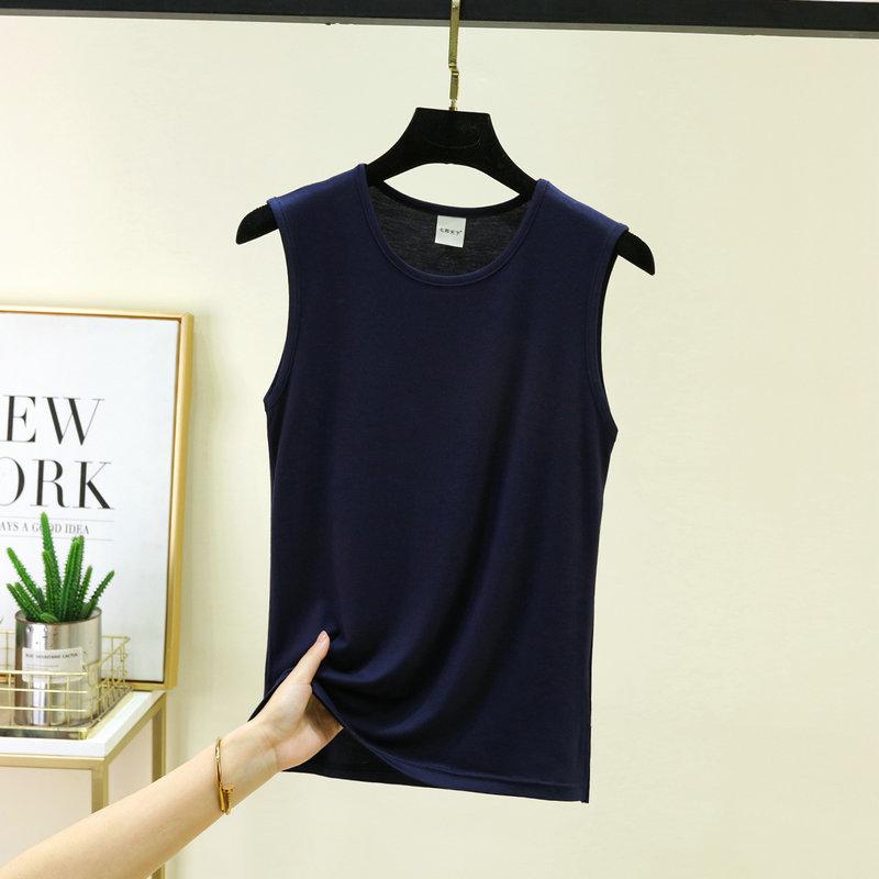 

Women s O Neck Tank Top Solid color Loose Soft Comfy Basic Layering Tops Minimalist Casual sleeveless Tees 2XL темно-синього кольору