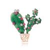 Enamel Cactus Brooches for Women Unisex Green Rhinestones Plant Pins Banquet Party Backpack Gifts Jewelry Accessories