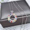 Sace Gems Anhänger aus 925er-Sterlingsilber und buntem Saphir für Damen, Verlobung, Cocktailparty, edler Schmuck