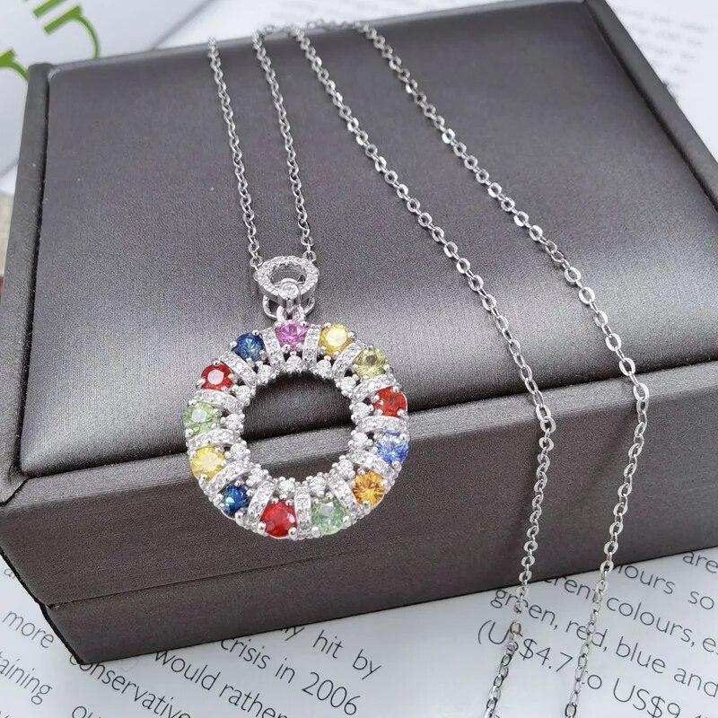 Sace Gems Anhänger aus 925er-Sterlingsilber und buntem Saphir für Damen, Verlobung, Cocktailparty, edler Schmuck