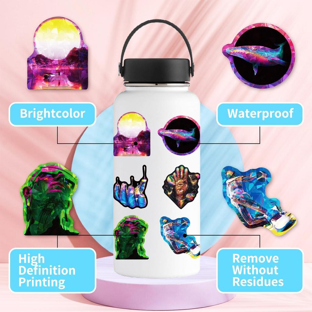 Cool Stickers 50 Pcs Stickers Skateboard Sticker Pack Neon Stickers For Adults Teens Stickers Edgy Stickers Vaporwave Stickers Stickers Waterproof