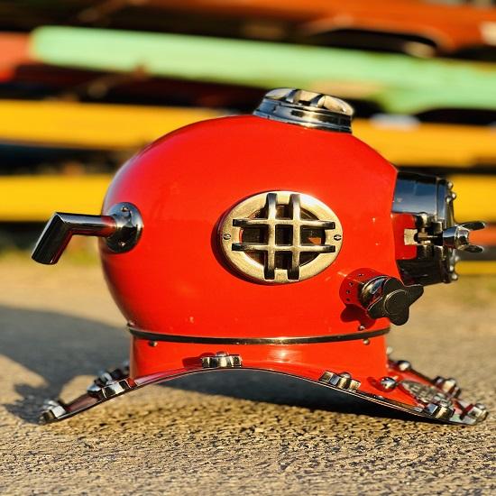Nautical 45.72 Cm US Navy Scuba Diving Nautical Helmet Maritime Ship's Decorative Red Cobalt Premium Snorkelling Helmets Office Decor.