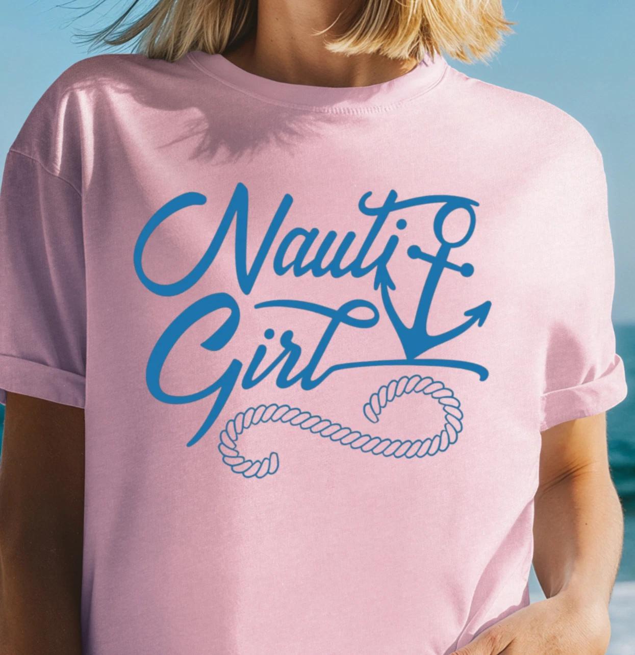 Nauti Girl anchor rope T-Shirt | Nautical beach tee, Sailing Shirt, Boatwear 3XL