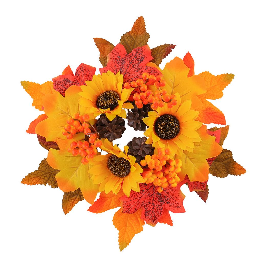 Artificial Maple Leaf Door Wreath with Berries and for Fall and Christmas Decorations