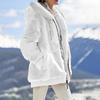 Winter Women Fashion Loose Plush Hooded Coat Long Sleeve Zipper Pocket Solid