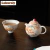 160ml Hand-painted Powder Magnolia Teapot Traditional Tea Infuser Pot Tea Maker Kettle With Strainer Dahongpao Teaware Supplies